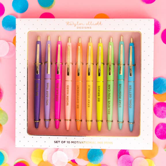 Pen Set - Motivational - Asst Colors - 10 Piece Set