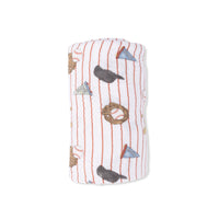 Vintage Baseball Stripe  - Swaddle Blanket