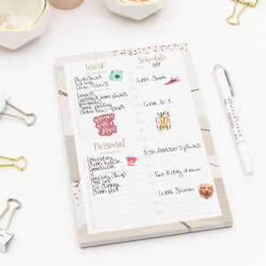 6x9 Timed Work & Personal To-Do List Pad, Brushed Beige