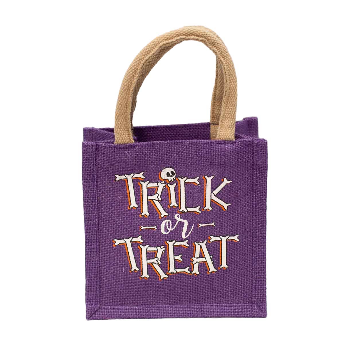 Trick or Treat Petite Gift Tote   Purple/White/Orange   7x7x5