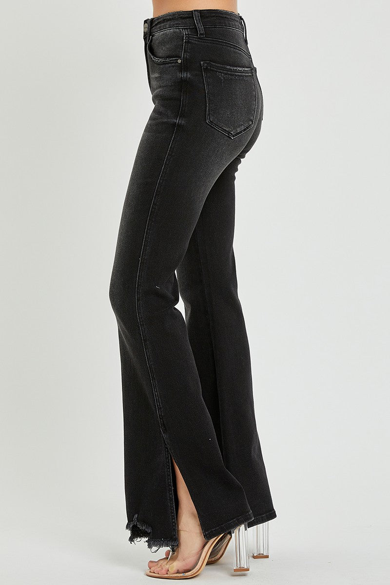 High Rise Slit Flare Jeans