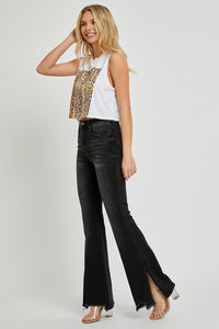 High Rise Slit Flare Jeans