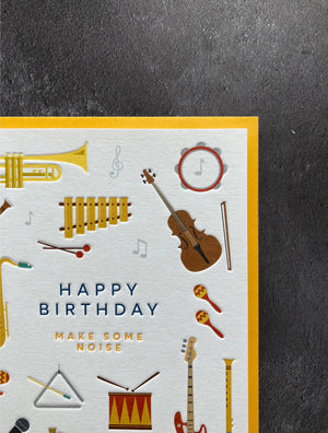 Music Birthday Letterpress Style Card