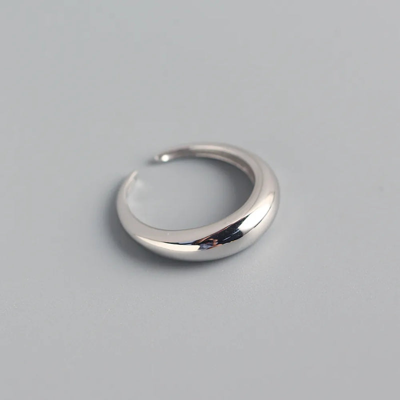 Silver 925 sterling silver minimalist adjustable open ring with a polished finish