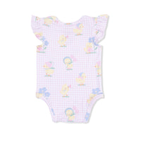 Vintage Spring Ducklings Pink - Ruffle Sleeve Bodysuit