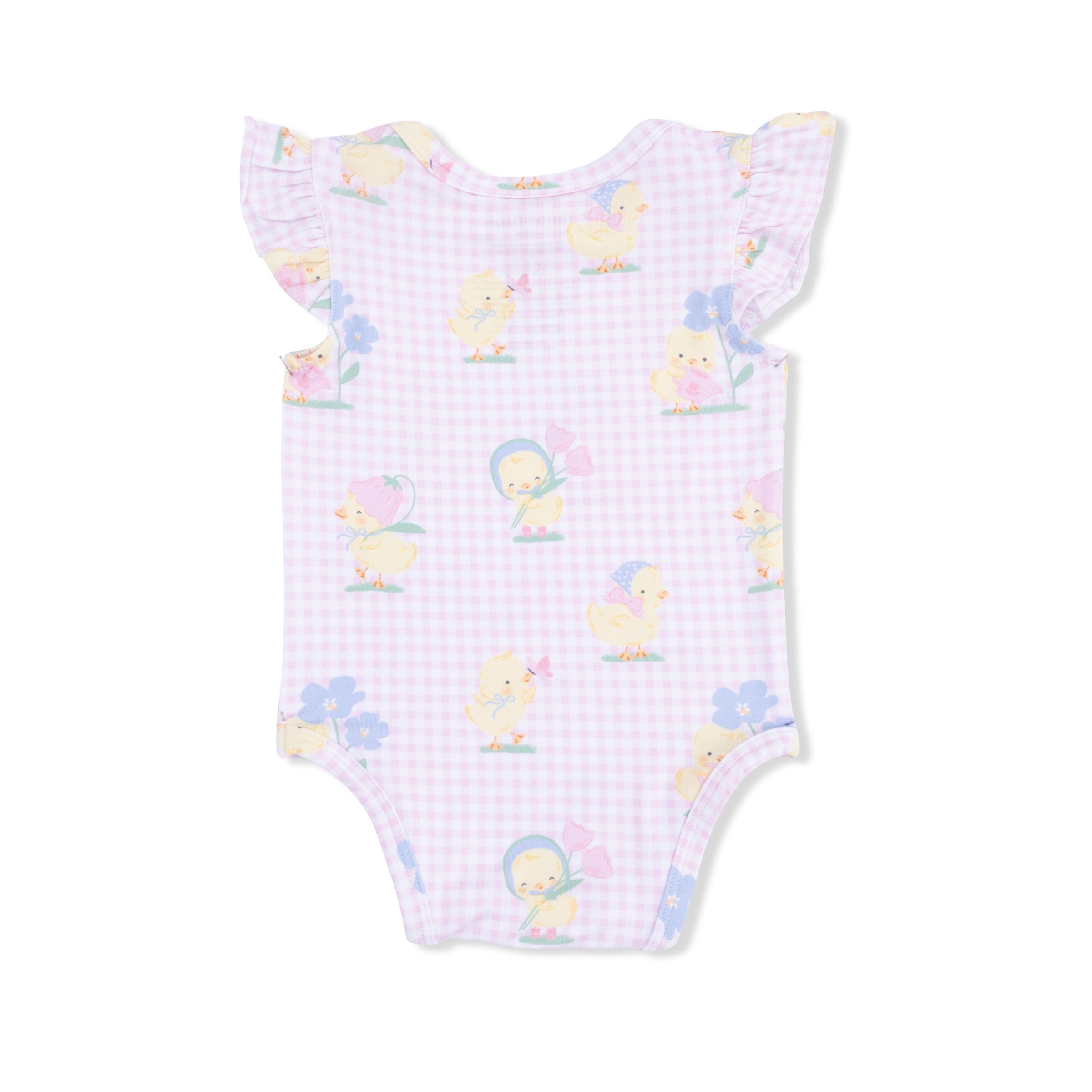 Vintage Spring Ducklings Pink - Ruffle Sleeve Bodysuit