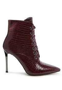 Escala Croc Lace-up Stiletto Boot