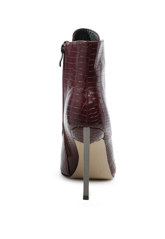 Escala Croc Lace-up Stiletto Boot