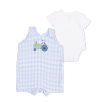 Cute Farm Animals Appliques - Overall Shortie with Short Sleeve Bodysuit