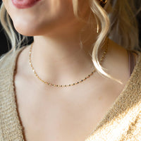 Gilded Gold Necklace-16" Dapped Chain | Charm Bar Necklace