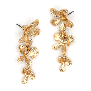 Metal Flower Tiered Earrings