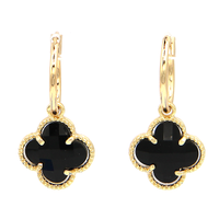 Round Hoop Clover Gem Earrings