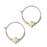Faithful Cross Earrings-Latte | Beaded Earrings for Women