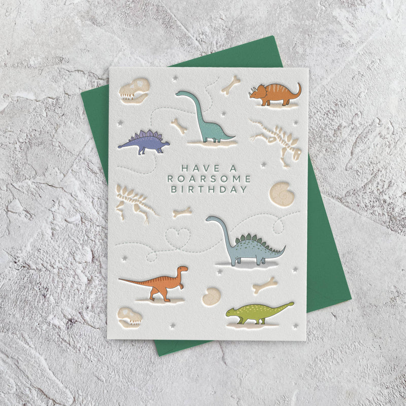 Dinosaurs Birthday Letterpress Style Card