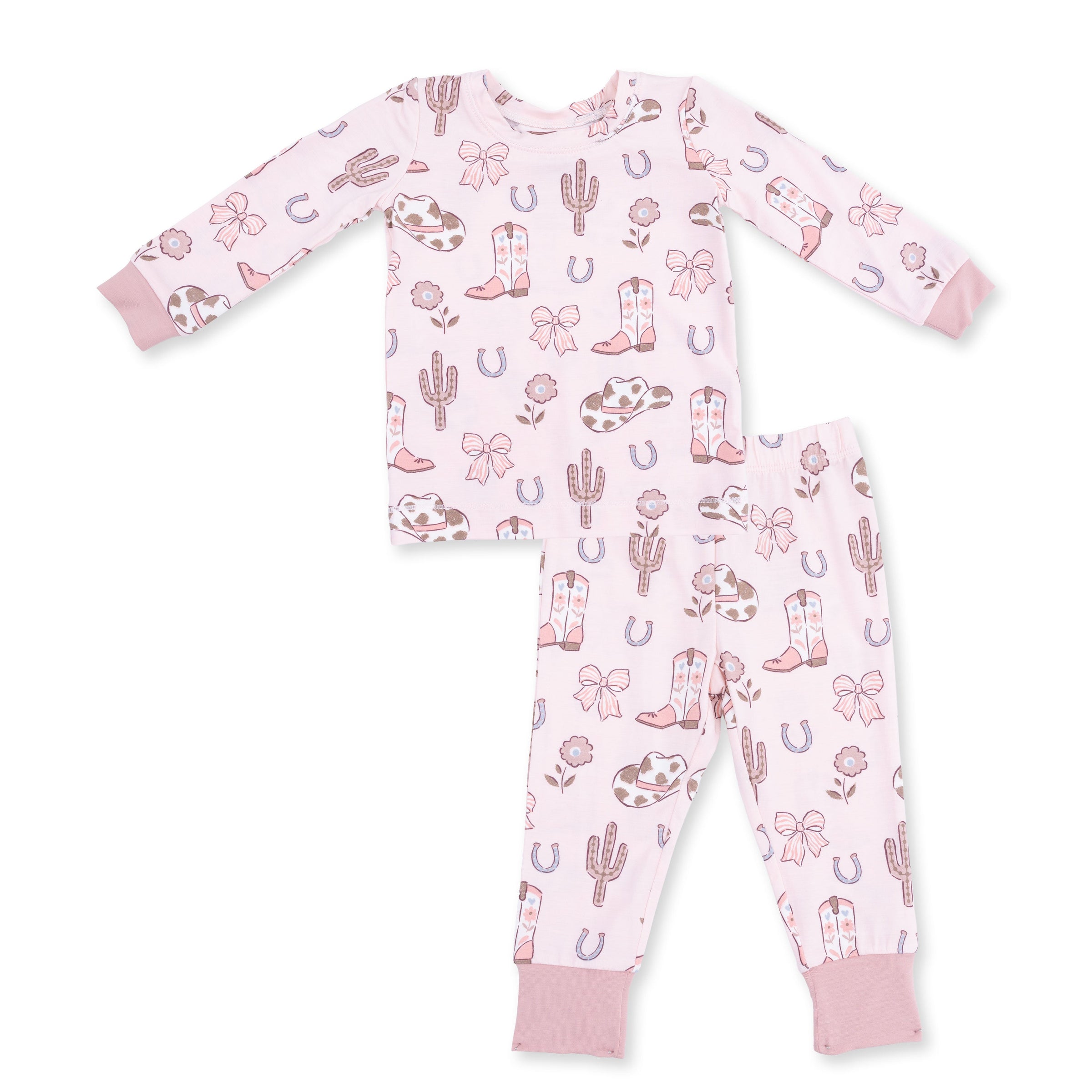 Cowgirl Boots and Bows - Long Sleeve Loungewear Set