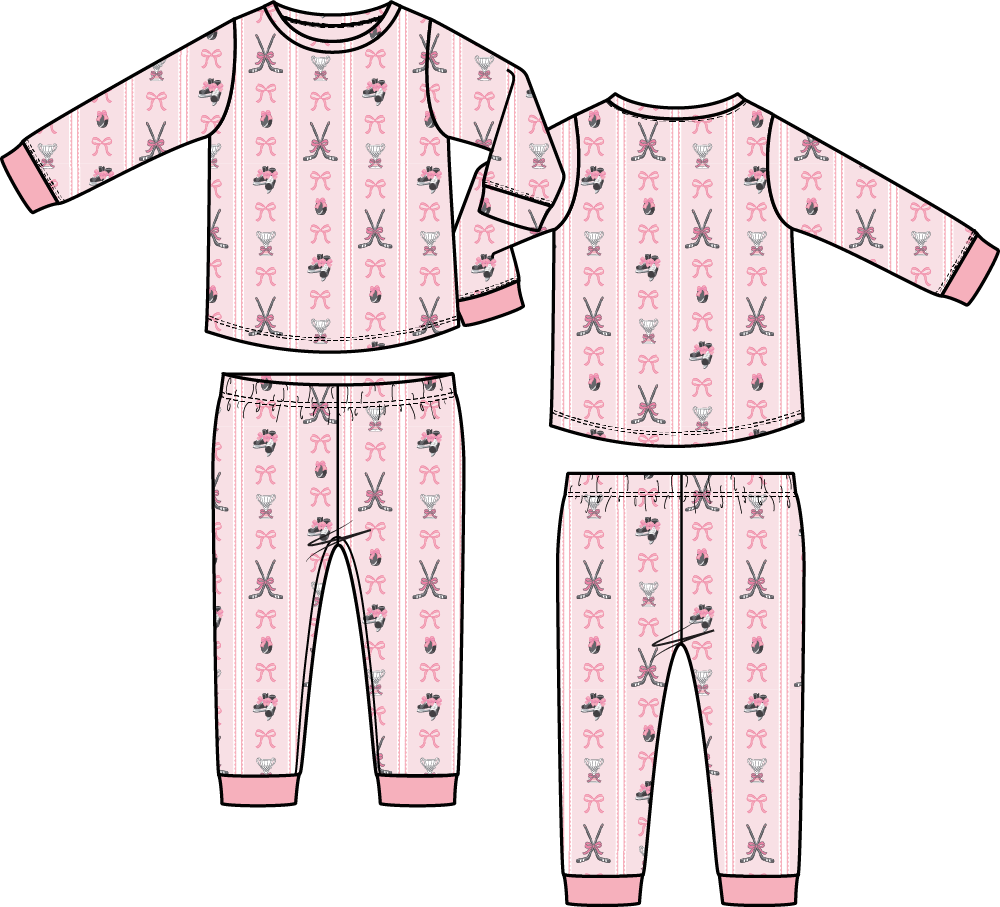 Megan's Bowtiful Hockey Stripe - Long Sleeve Loungewear Set