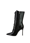 Croc Textured Lace-up Over The Ankle Boots