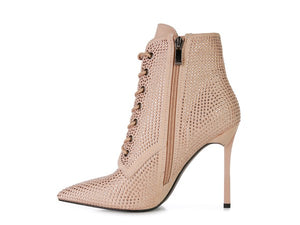 Faux Suede Studded Ankle Boots