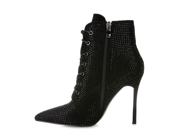 Faux Suede Studded Ankle Boots