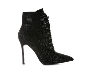 Faux Suede Studded Ankle Boots