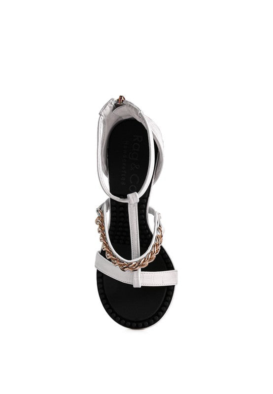 Dakota Metal Chain Mid Heel Sandals