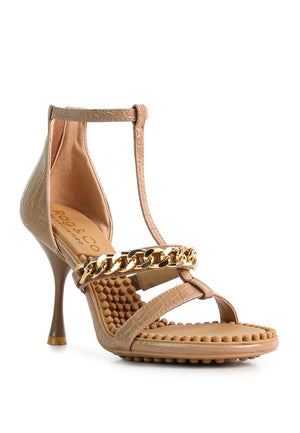 Dakota Metal Chain Mid Heel Sandals