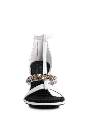 Dakota Metal Chain Mid Heel Sandals