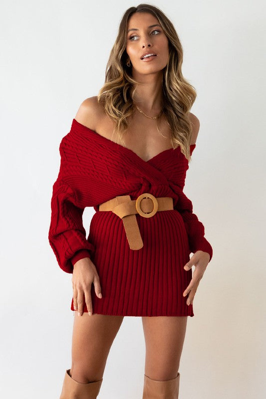 Off The Shoulder Sweater Dress