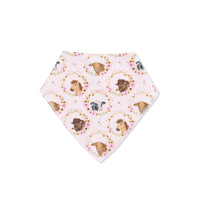 Farm Animals Floral Cameos Pink - Bandana Bib