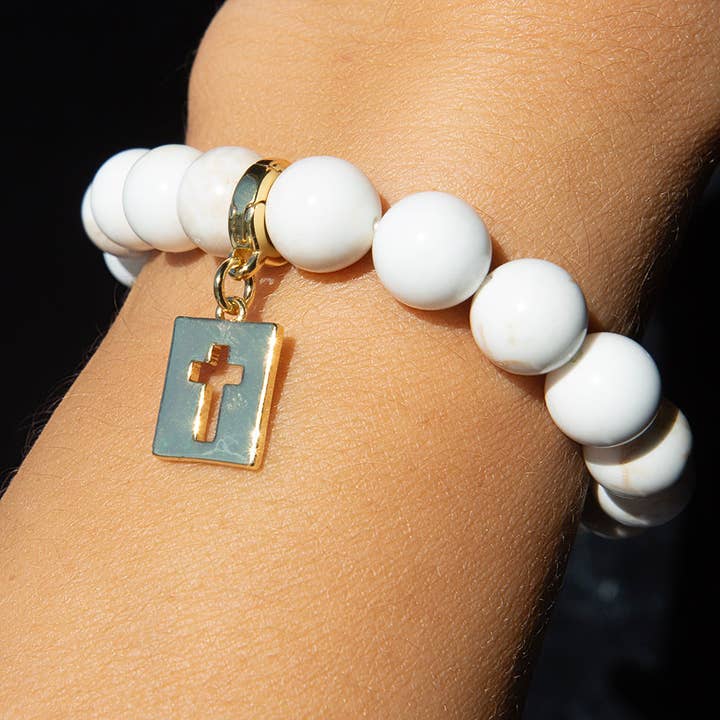 Hollow Cross Charm, Gold, Charm Bar | Charm Necklace