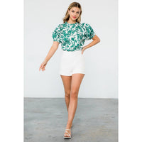 Adelle - Flower Puff Sleeve Top