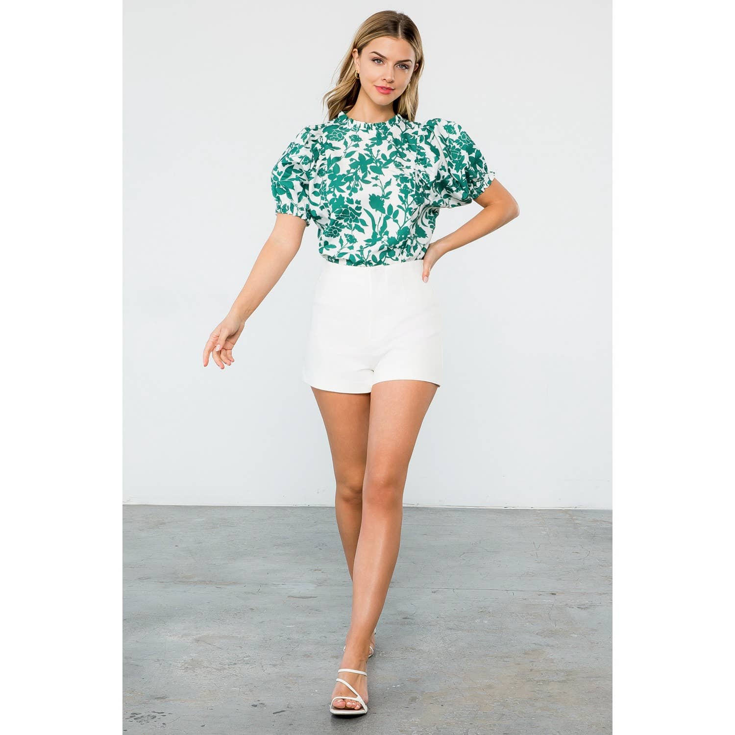 Adelle - Flower Puff Sleeve Top