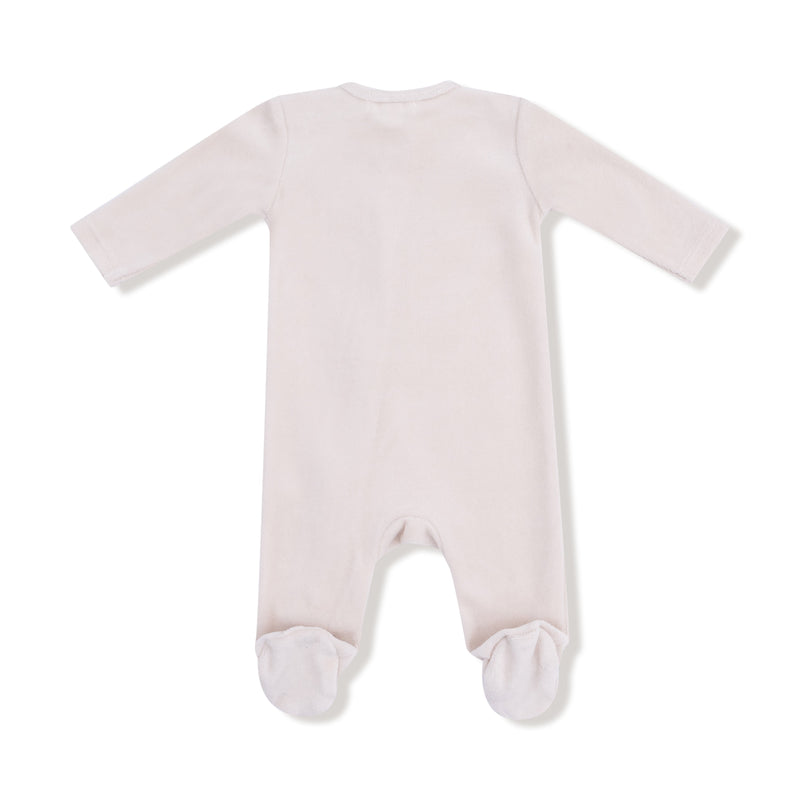 Velour Teddy Bear - Oatmeal Velour Footie