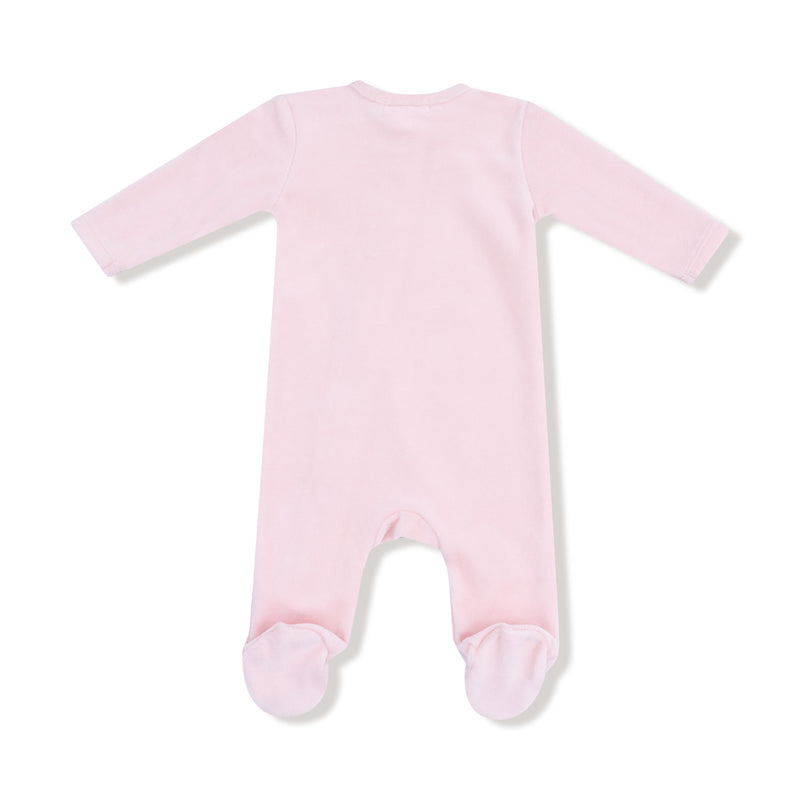 Velour Teddy Bear - Pink Velour Footie