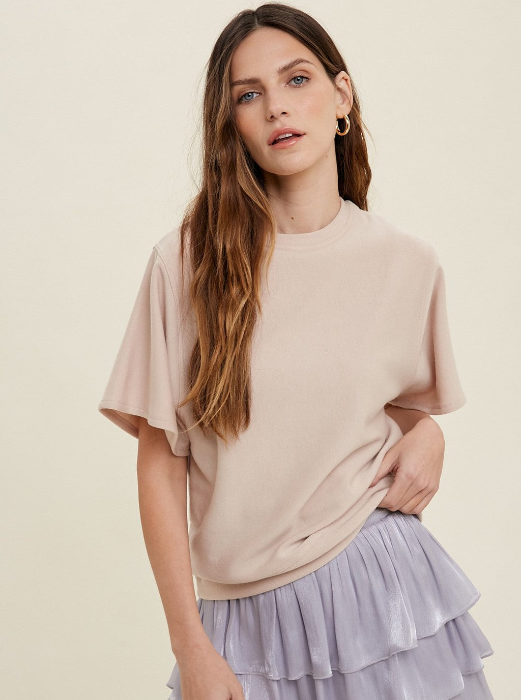 Beige Lightweight French Terry Top