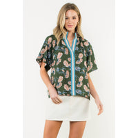 Sheila - Flower Print Short Sleeve Top