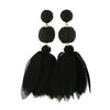 Straw Pom-Poms Floral Tassel Earrings