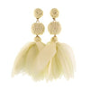 Straw Pom-Poms Floral Tassel Earrings