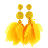 Straw Pom-Poms Floral Tassel Earrings