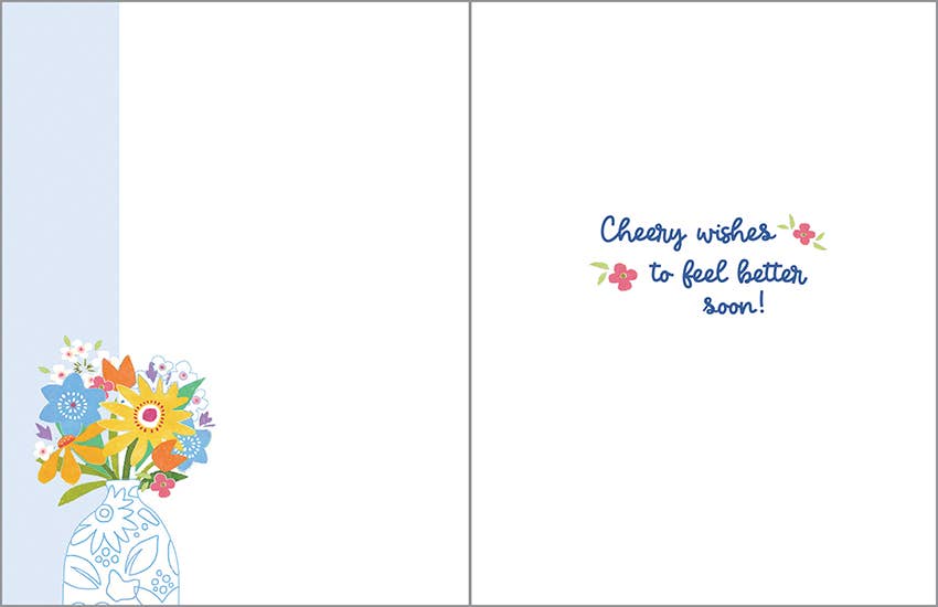 Get Well Greeting Card - Vase on Blue