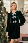 Kristina - Glow Bow Velvet Mini Dress