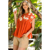 Cora-Babydoll Embroidered Top