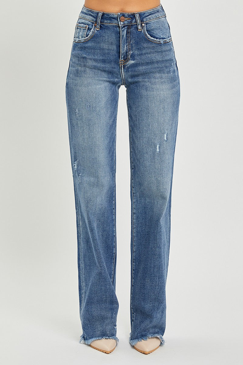 High Rise Long Straight Jeans