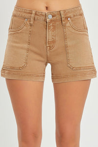 Coco-Risen Mid Rise Front Patch Pocket Shorts