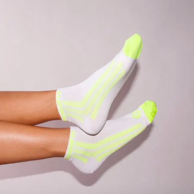 TANGOTEK II SOCKS, WHITE/NEON YELLOW