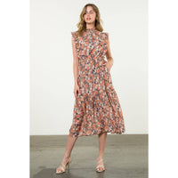 Alexis-Smocked Neck Ruffle Sleeve Maxi Dress