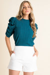 Ruched Sleeve Textured Top