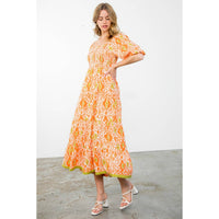Hyacinth- Puff Sleeve Tierred Maxi Dress