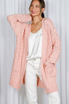 Frances-Patch Pocket Textured Crochet Knitted Cardigan
