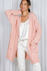 Frances-Patch Pocket Textured Crochet Knitted Cardigan